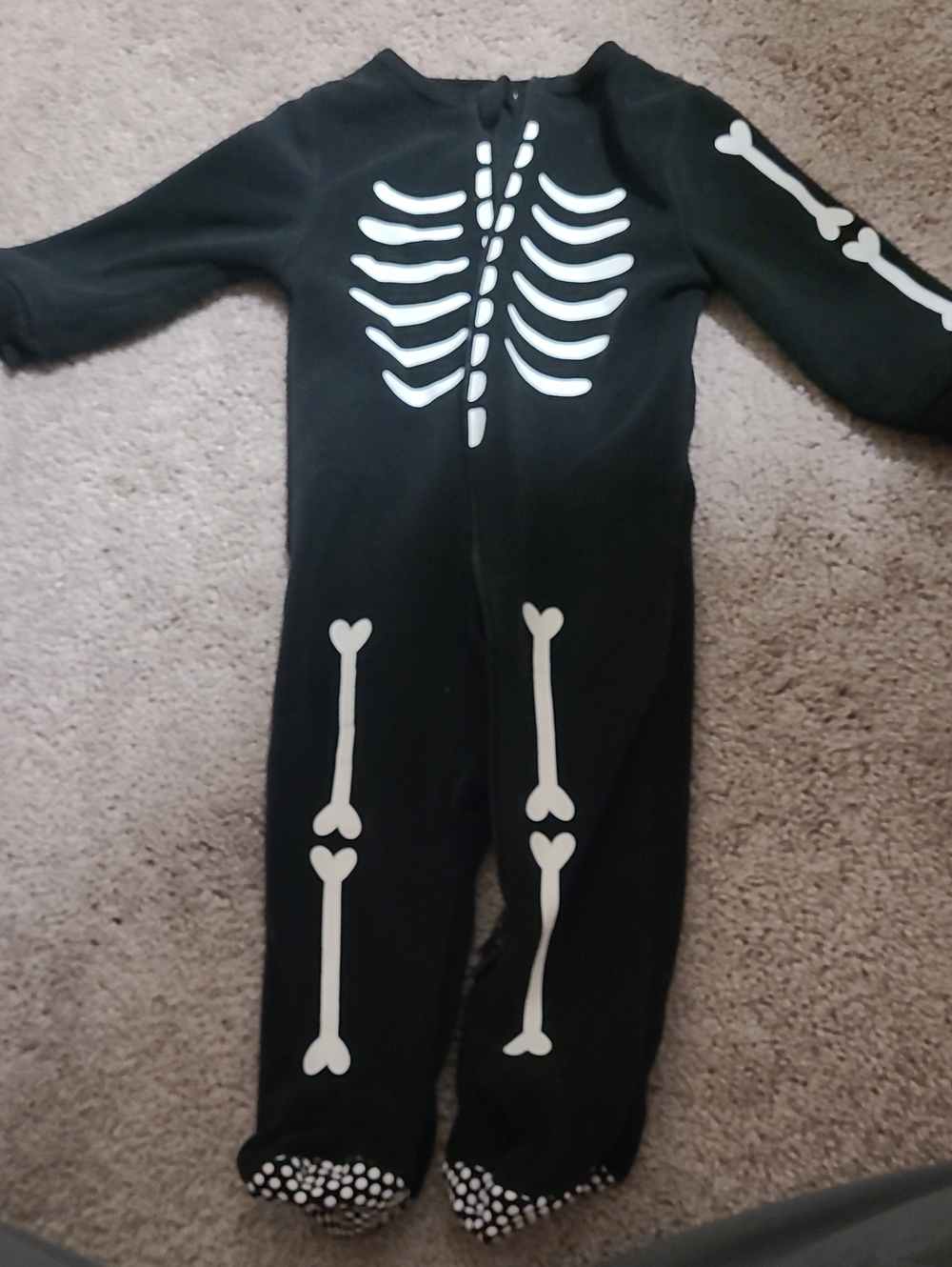 Joe Fresh Black Skeleton Footie Pajamas with White Bone Print